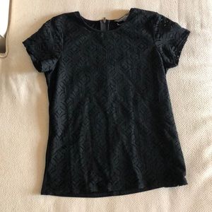 Black lace panel shirt